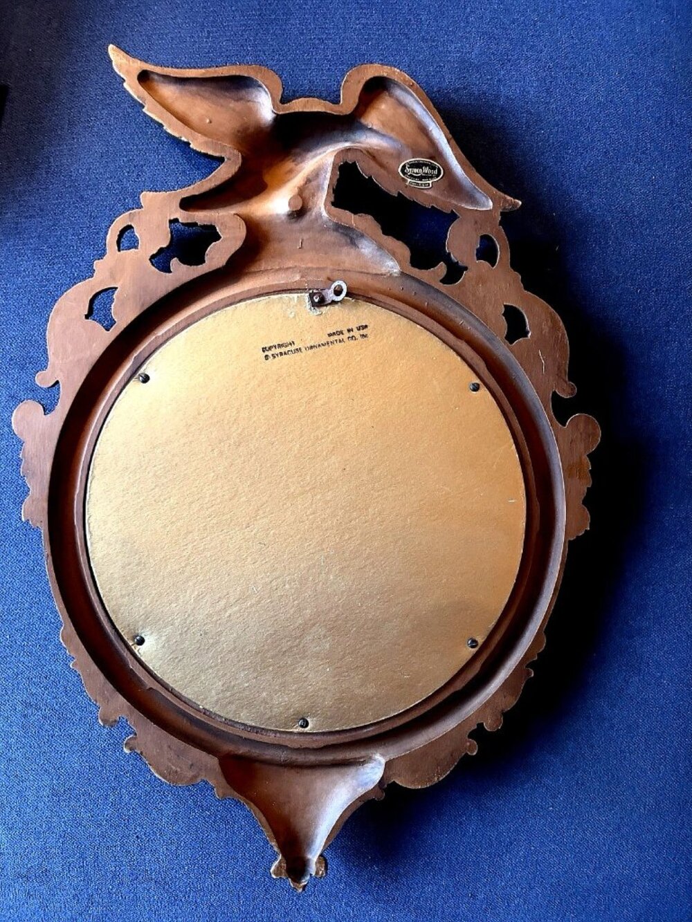 MCM Americana Eagle Convex Wall Mirror Federal 21" Original Tag Syroco Inc USA - Picture 4 of 9